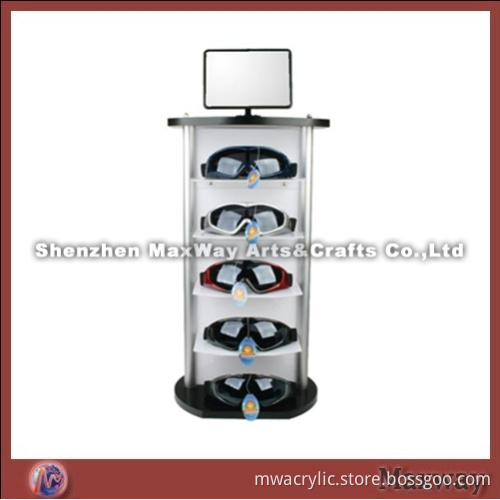 Silver 5 Pairs Stylish Plexiglass/Acrylic Goggle Holder/Display Stand with Mirror